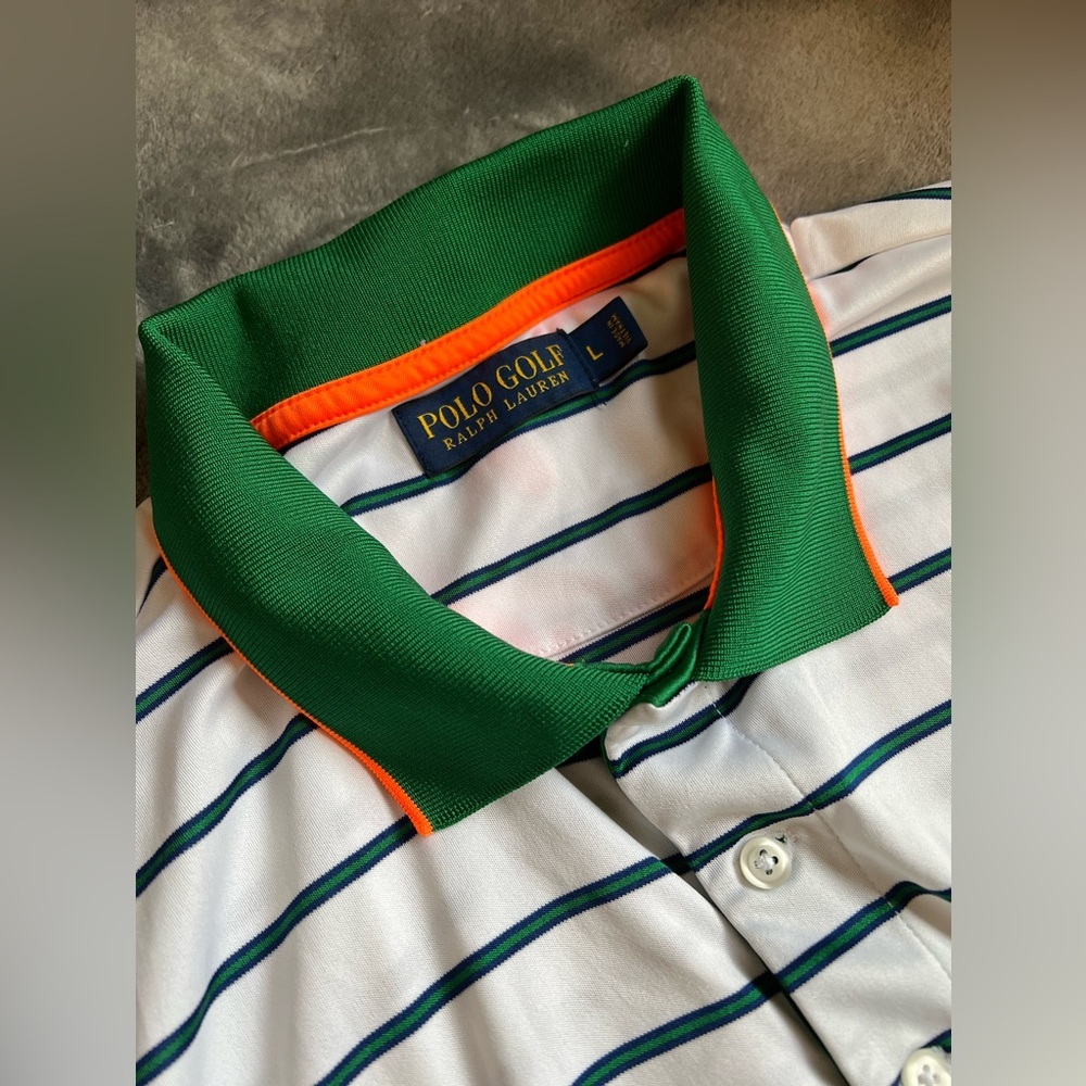 Polo Golf Ralph Lauren US Open Shirt Men's L Erin Hills 2017 White‎ Stripe